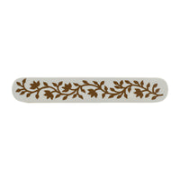 White & Brown floral inlay long cabinet pull – front view