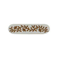 White & Brown floral inlay cabinet pull – front view